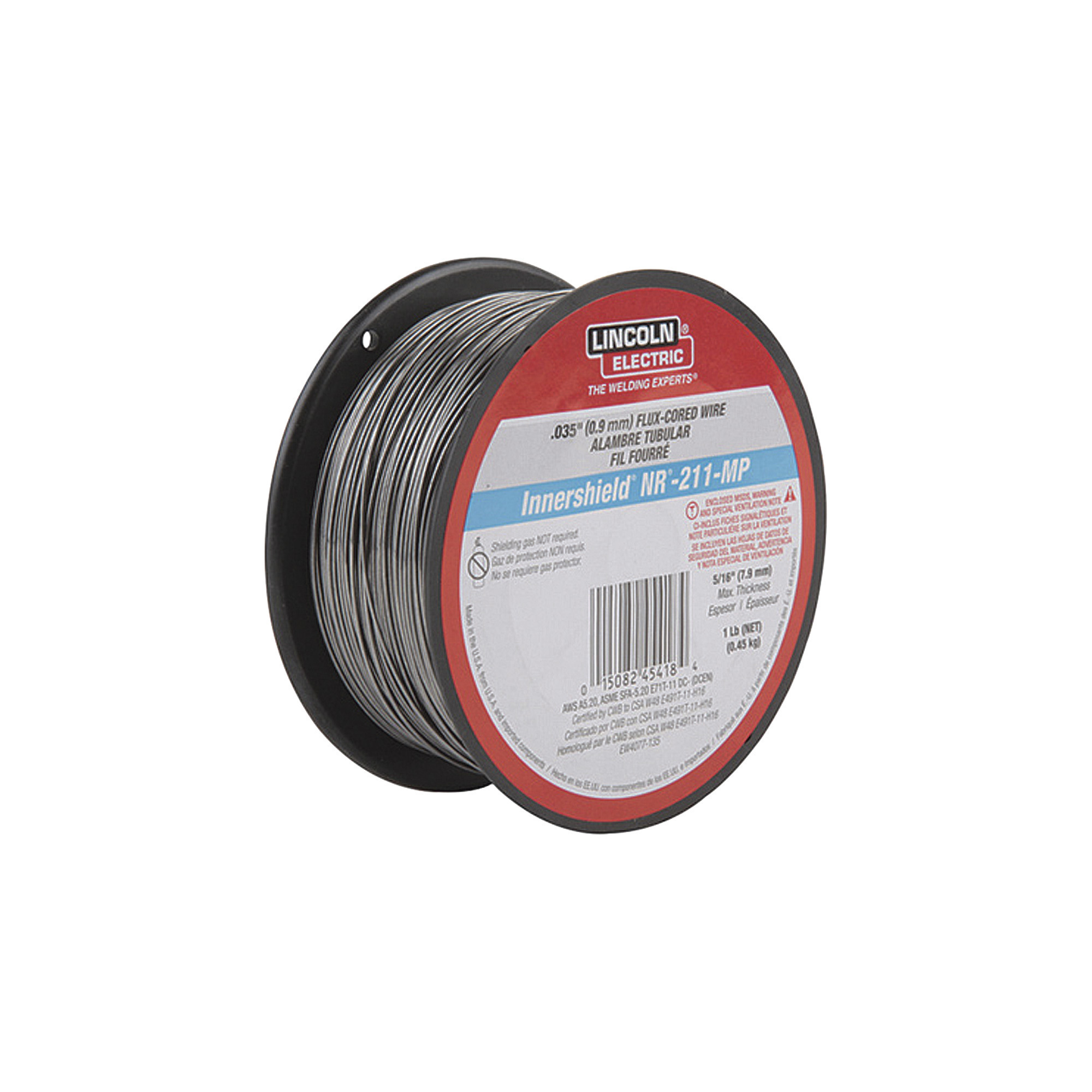 Lincoln Electric Innershield NR-211-MP Flux-Cored Welding Wire, Mild Steel, All Position, .035in., 1-Lb. Spool, Model# ED030584